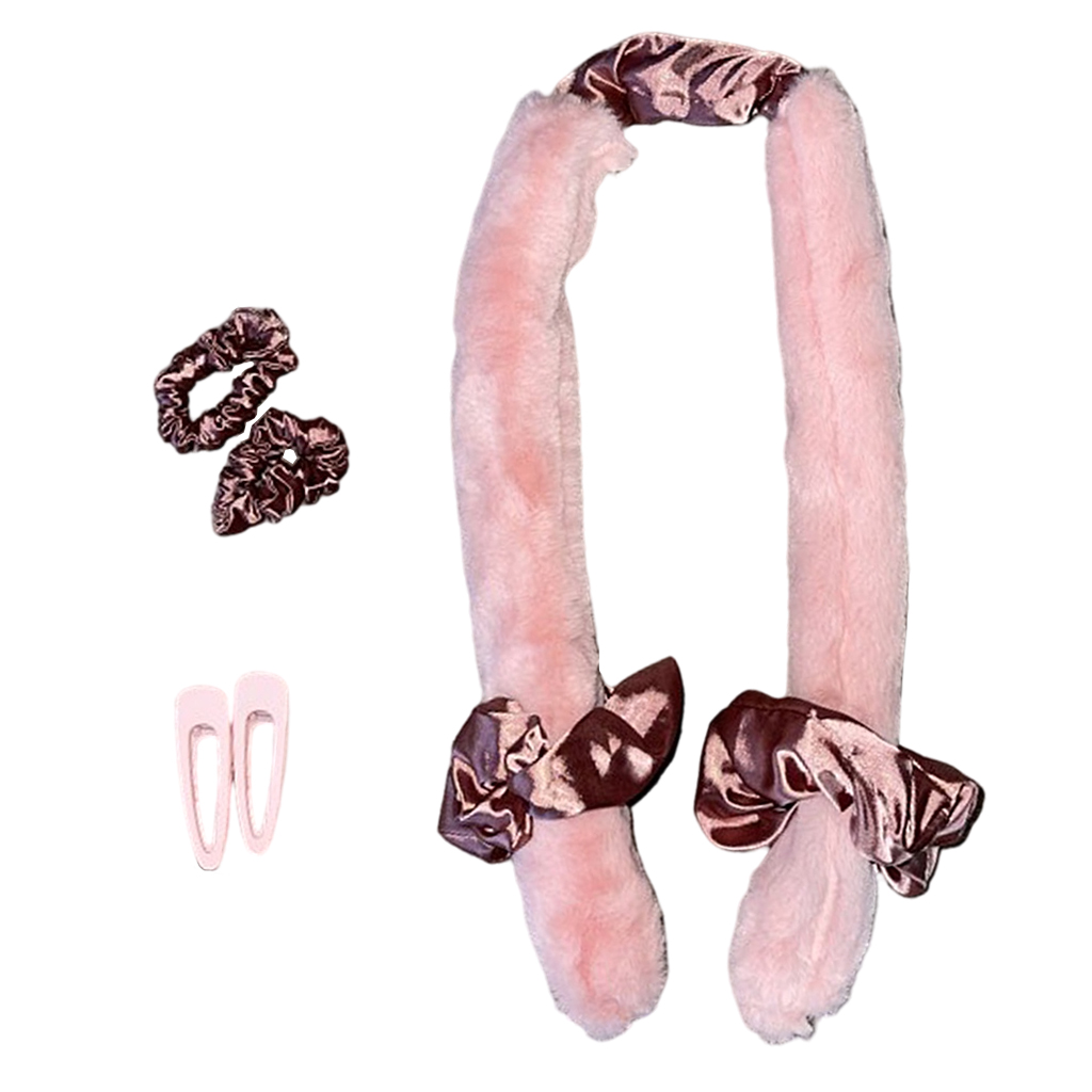No Heat Hair Curlers Soft Silk Headband Rollers Sleep In Overnight Natural Hairstyle with 2 Hair Loops 2 Hair Clip