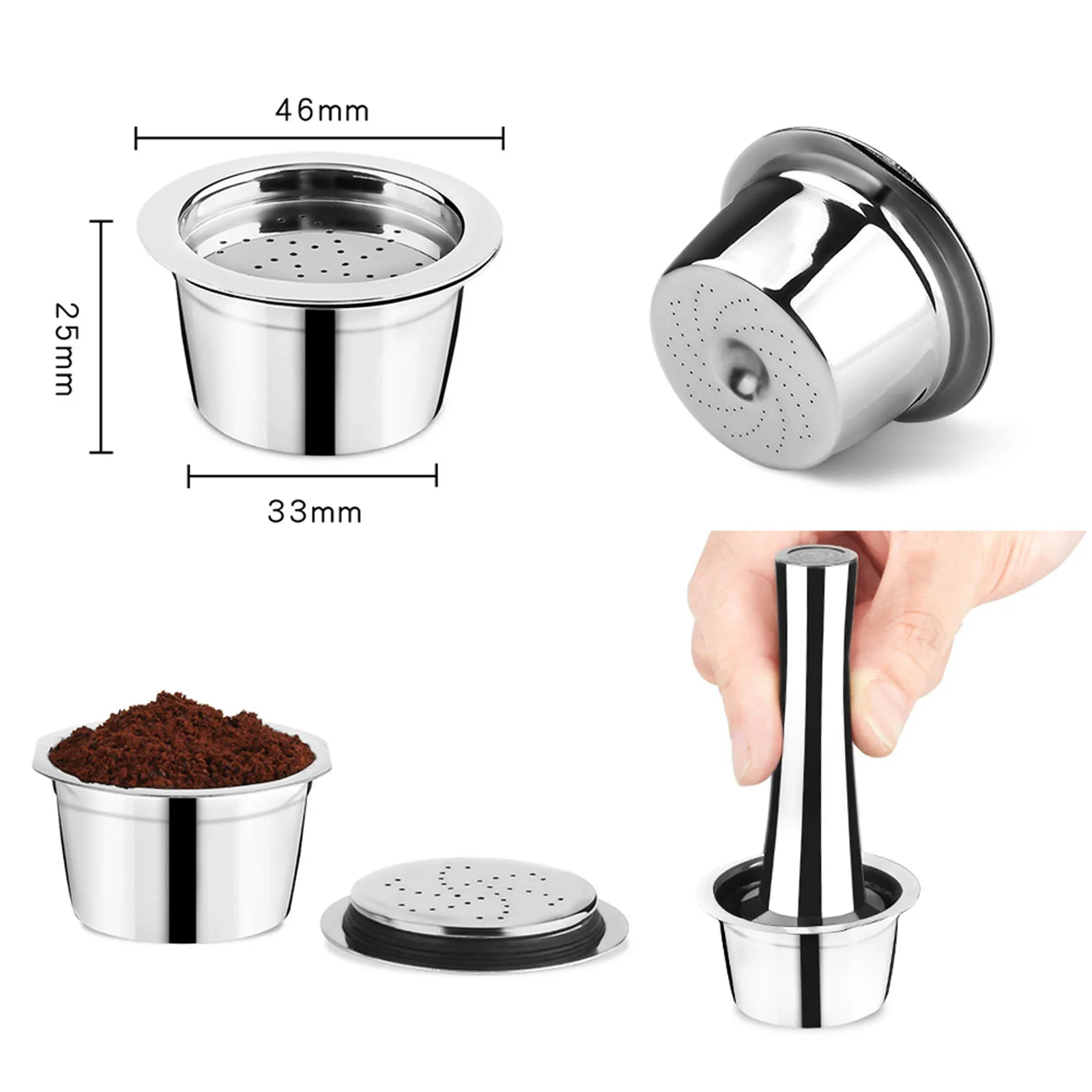 Stainless Steel Coffee Capsules Set Fit holders Replacement Filter Cone Maker Accessories For ALDI / Expressi / K FEE