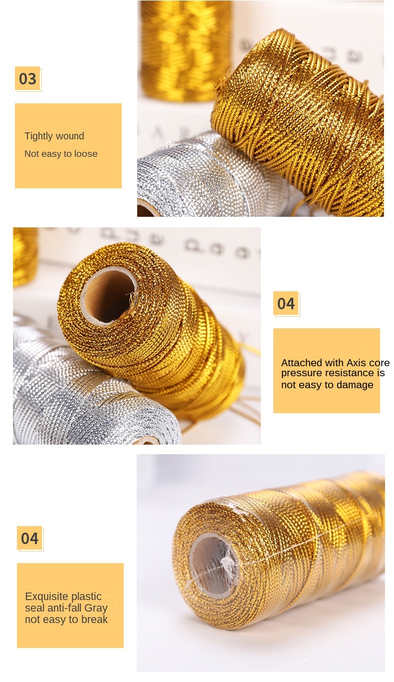 100 m Schnur, Basteln, DIY, Gold, Silber, Seil, Nähschnur, gedrehter Faden, Heimtextilien, Dekoration, Party, Makramee-Schnur, Seilband, 1,5 mm – Detail 5