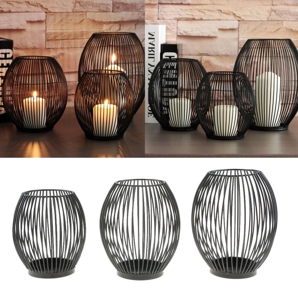 Nordic Style Candle Holder Mesh Lampshade Canlestick for Restaurant Bar