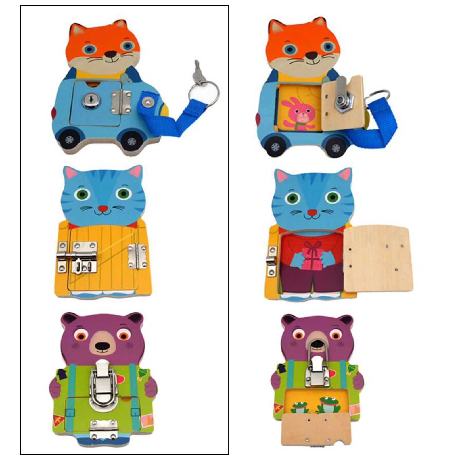 Toddler Busy Board Wooden Sensory Education Unlock Toy Fine Motor Skills Boys & Girls