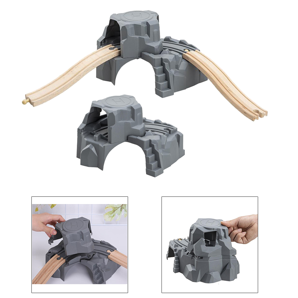 Simulation Train Cave Tunnel & Wooden Train Railway Track Accessories Building Rail Vehicle Child Party Favors Train Playset