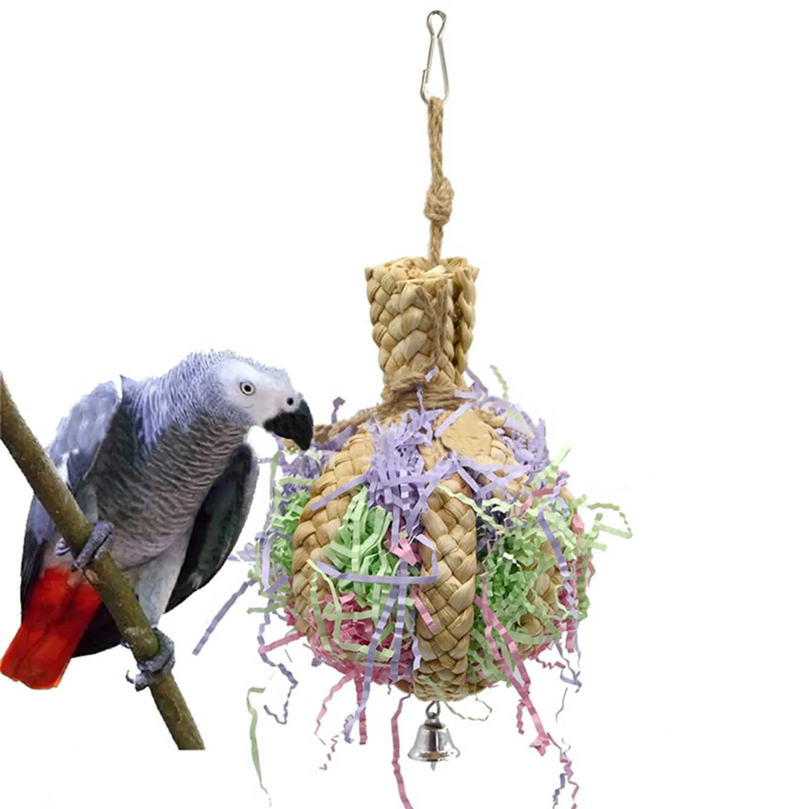 Bird Chewing Toys Foraging Shredder Toy Parrot Cage Multicolored Rattan Parrot Chewing Toy for Macaws and Parrots Bird Accs