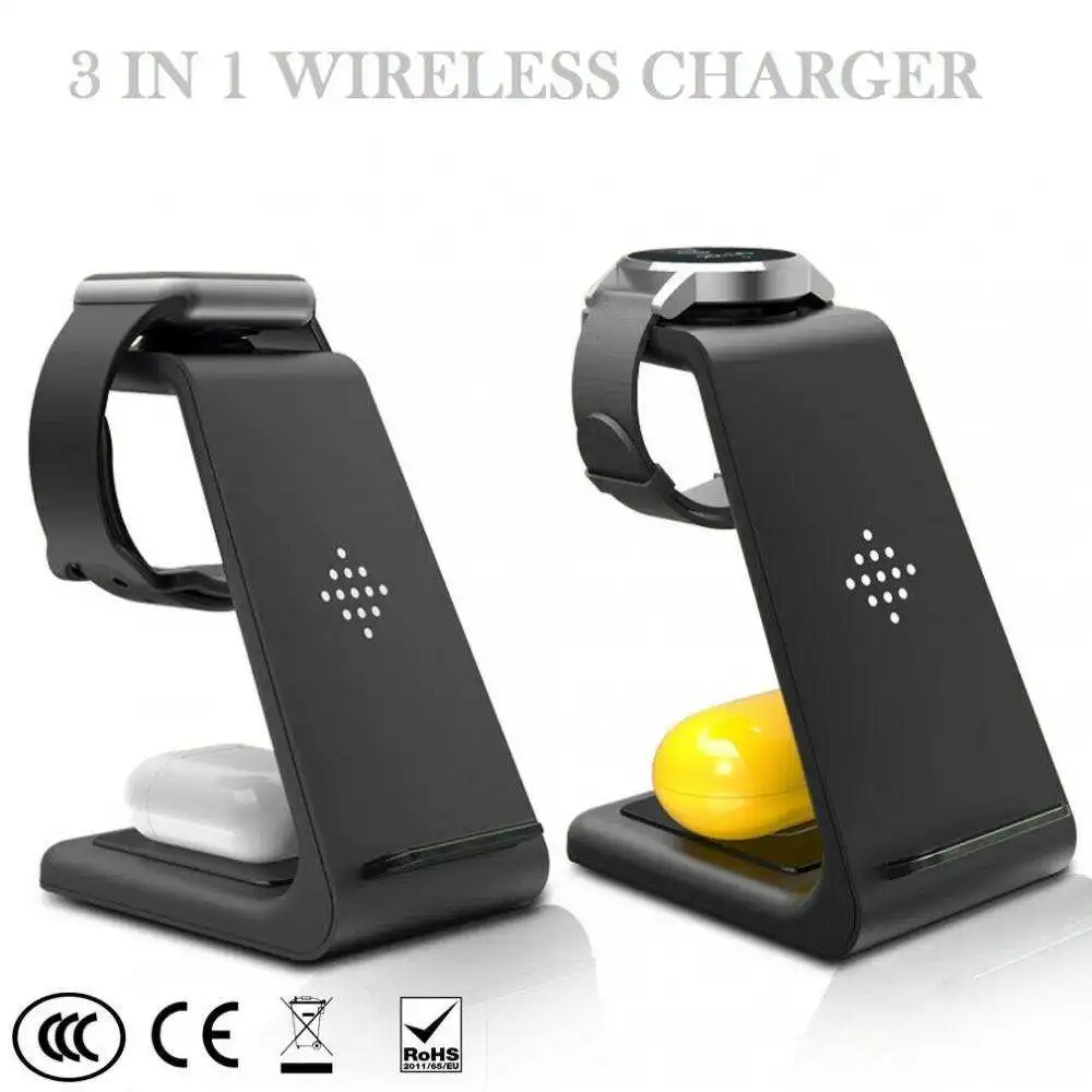 QI 3 In 1 Wireless Charger For Smartphone Fast Charge Wireless Charging Stand For Smart Watch and Wireless Earbuds