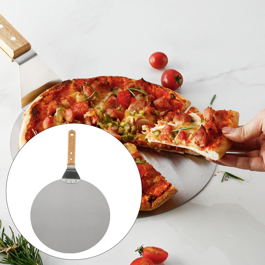 Stainless Steel 12`` Pizza Peel Paddle Shovel with Wooden Handle Baking Pastry Homemade Oven BBQ Pizza Turning Peel Kitchen Accs