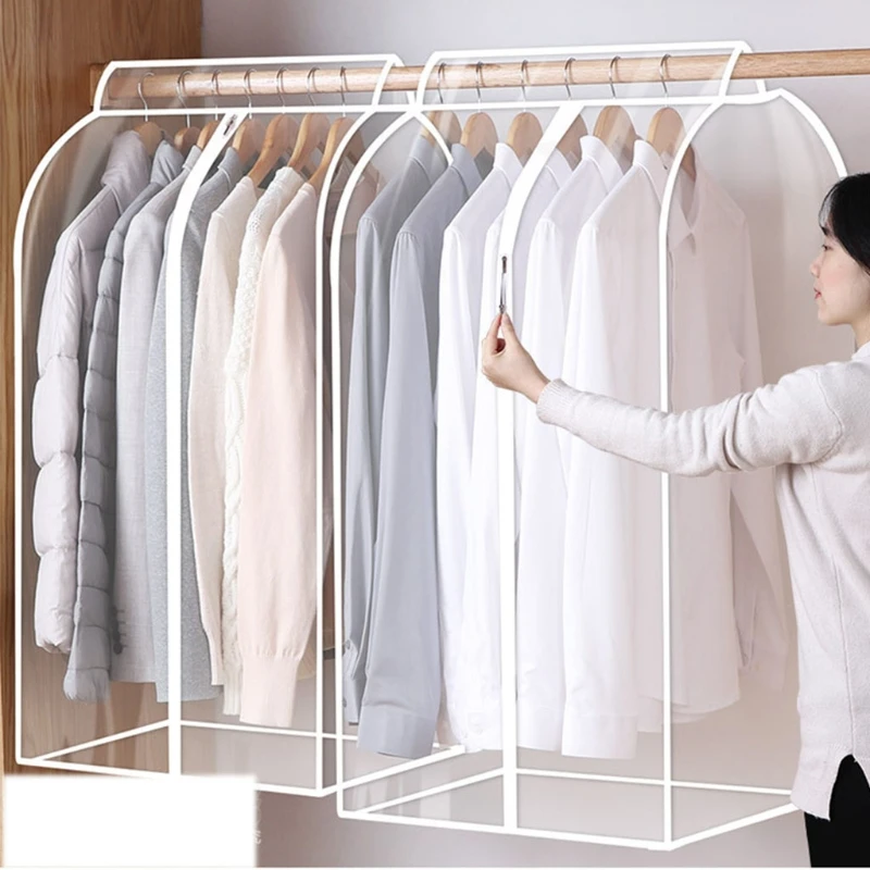 Garment Cover Closet Hanger Rack Organizer Clothes Dust Cover Transparent Window 