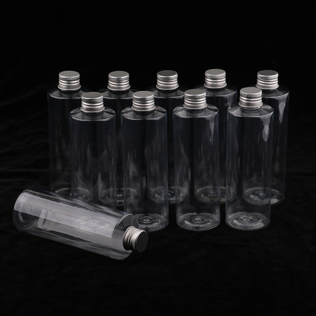 250ML Aluminum Screw Cap Clear Plastic Pet Bottles, Travel Containers for