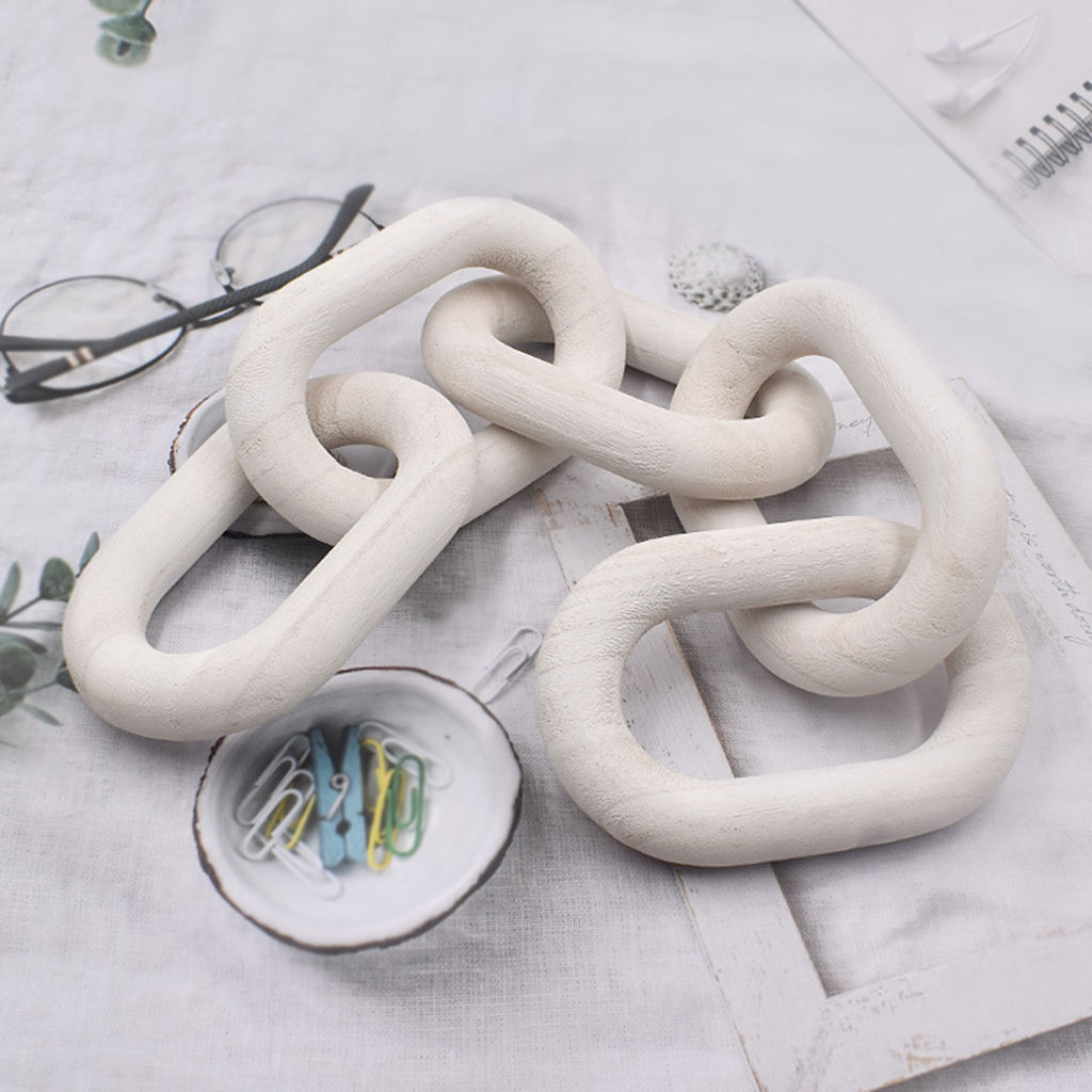 Modern Chain Link Decoration Craft Wood Art 5-Link Chain Bohemian Ornament for Home Bedroom Coffee Farmhouse Table Tray