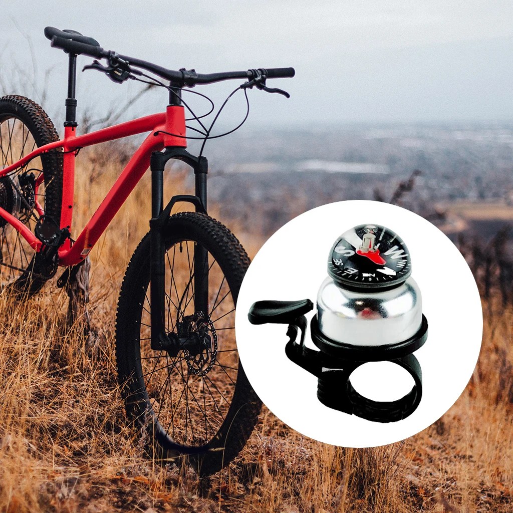 Bicycle Ring Bell with Compass, Loud Crisp Clear Sound Hooter Bells, Scooter Bike Road Bike Fit for 22.2mm Handlebars