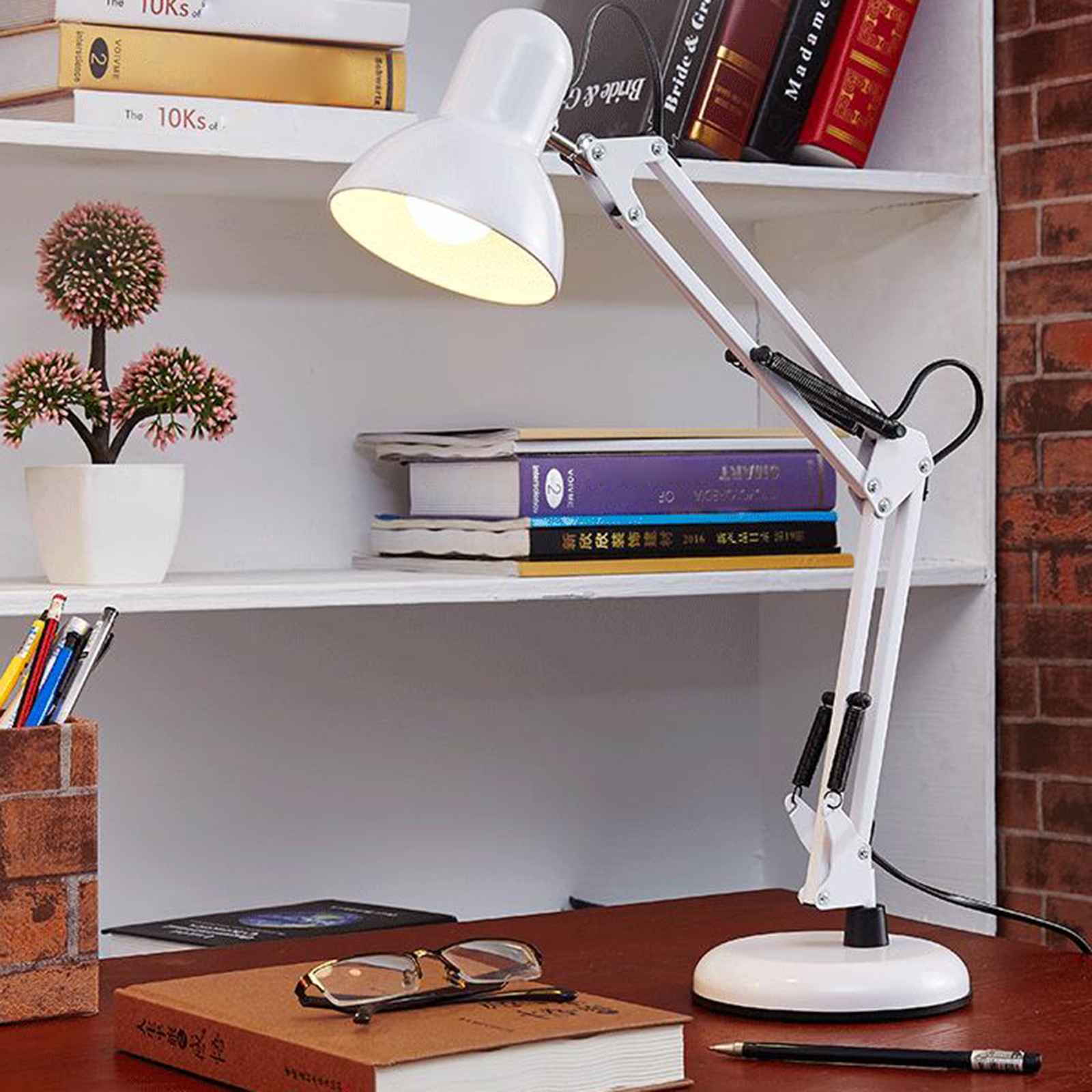 Bedside Study Desk Reading Lamp E27 Swing Arm Light Adjustable Home Office