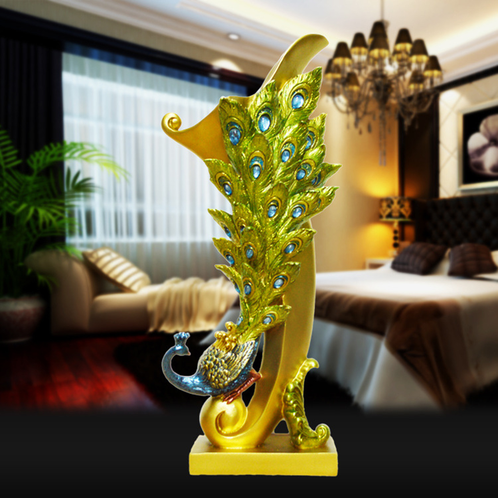 Resin Flower Vase, Gorgeous Peacock Shaped Elegant Decorative Modern Floral Vase for Home Decor, Wedding, Housewarming Gift