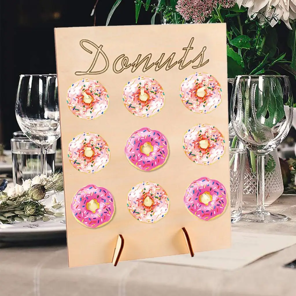 Gender Reveal Party Supplies, DIY Donuts Wall Holder, Wooden Doughnut Stand for Baby Shower Table Decor Home Decorations