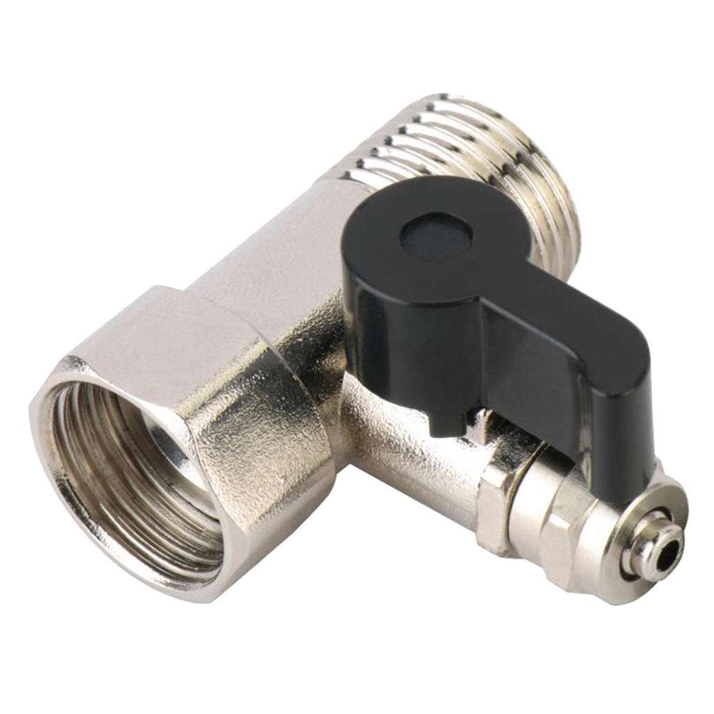 Nickel Plated 1/2'' to 3/8'' Ball Valve Faucet Tap Shut-off Switch Tee Union