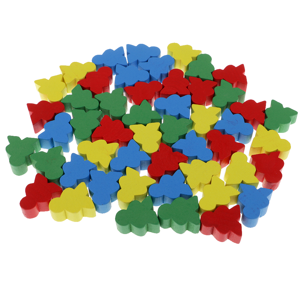 MagiDeal Novelty 50Pcs Assorted Color Human Shape Wooden Chess for Kids Board Game Educational Toys Gifts 24 x 19 x 9 mm Multi