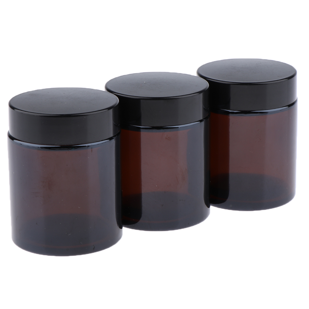 Glass Travel Bottles Containers, 3 Pack(Amber & Black) - Toiletry Cosmetic