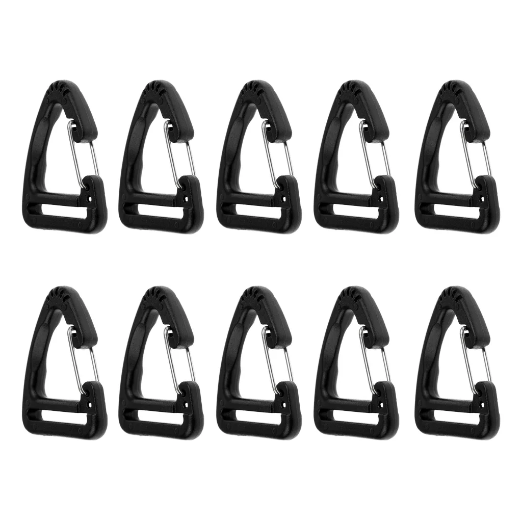 10Pcs Plastic Buckles Hook Climbing Carabiner Hanging Keychain Link Strap for Heavy-duty Mountaineering Rock Climbing Accessory