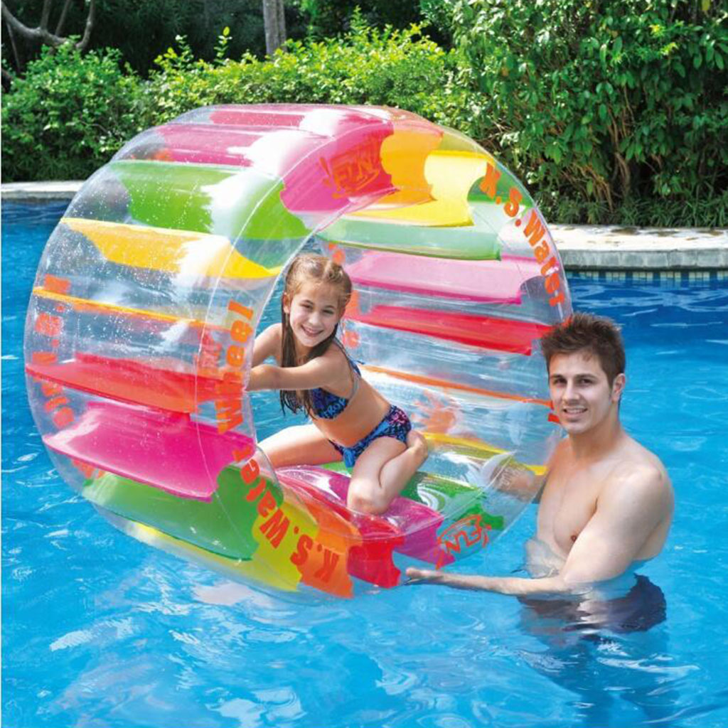 Kids Colorful Inflatable Water Wheel Roller Float 39inch Giant Roll Ball For Boys and Girls Swimming Pool Toys Grass Playing