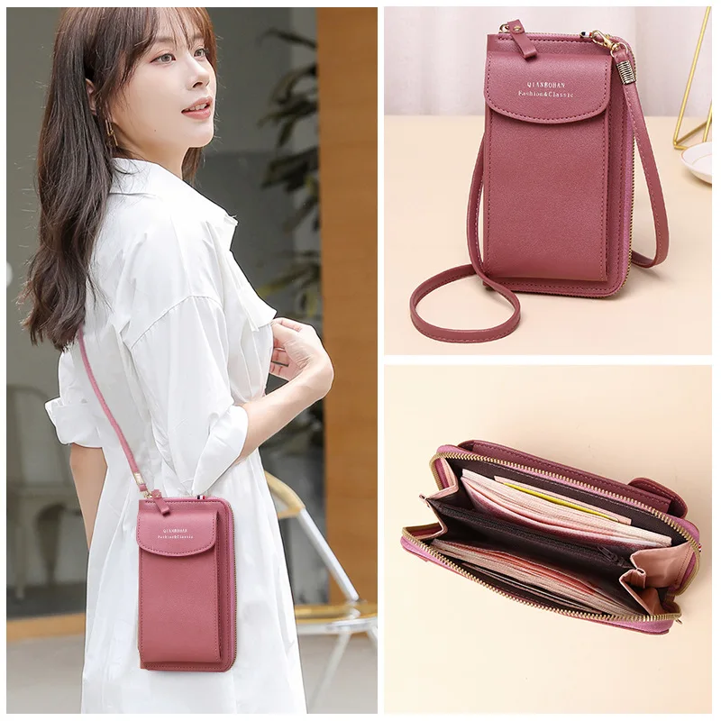 VALINK Brand Wallet Women Mobile Phone Bag,Korean Version Large Capacity Messenger Bag Fashion Women Shoulder Bag,Multi-Function Mid-Length Solid Color Handbag Purses