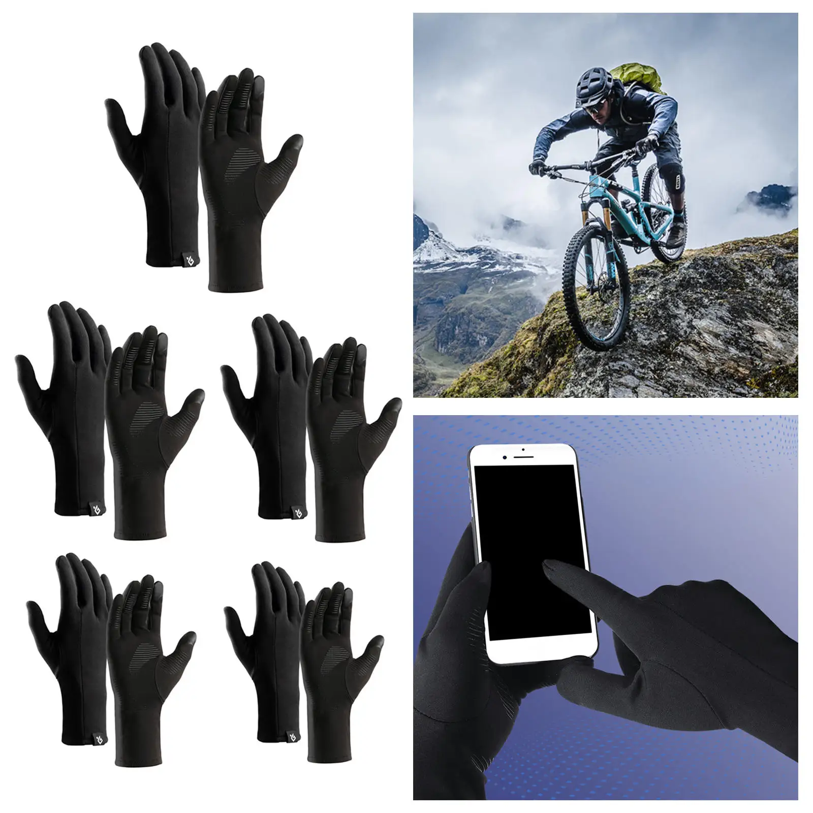 Windproof Men Gloves AntiSlip Touchscreen Warm Light Thermal Full Finger Driving Ski Winter Running Motorcycle Cycling Driving