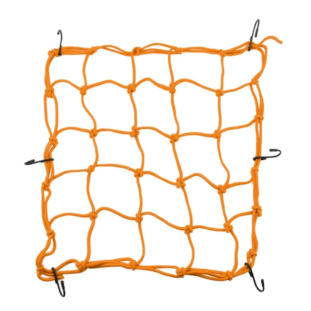 Yellow 6 Hooks Hold Bungee Cord Motorcycle Cargo Net Mesh 40 x 40cm