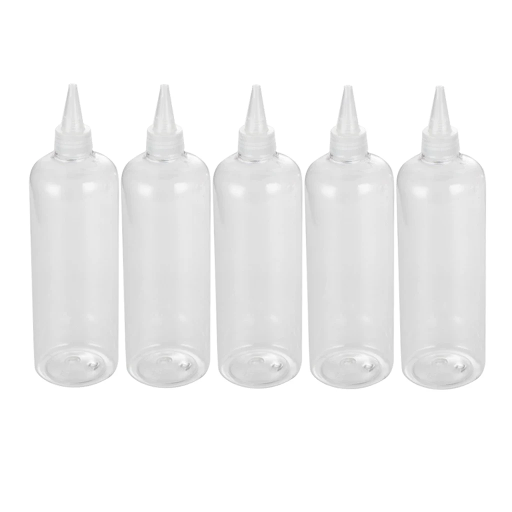 5pcs 500ml Hair Dye Applicator Refillable Clear Shampoo Cream Bottles Containers