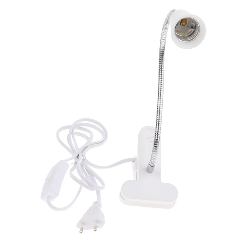 EU Plug E27 Clip On Reading Light Base Desk Reading Lamp Socket White