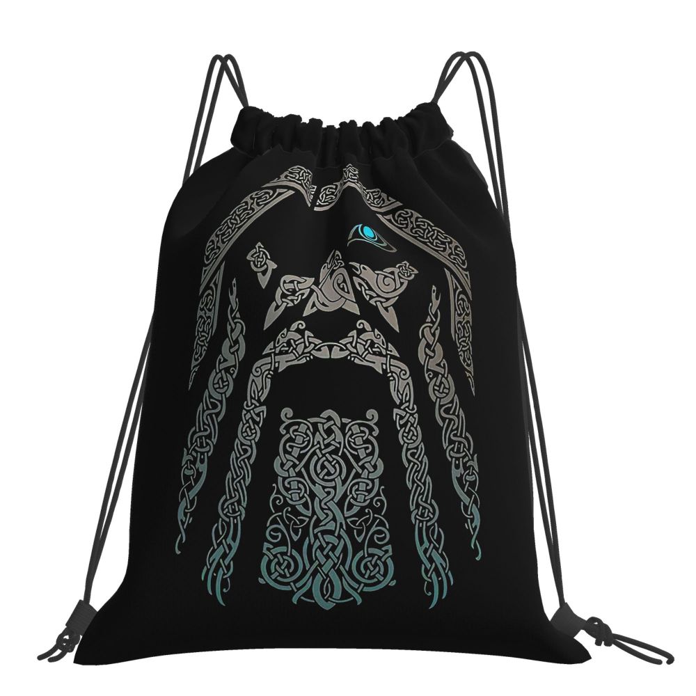 Vikings Fenrir Floki Celtic Dragon Design Drawstring Bags