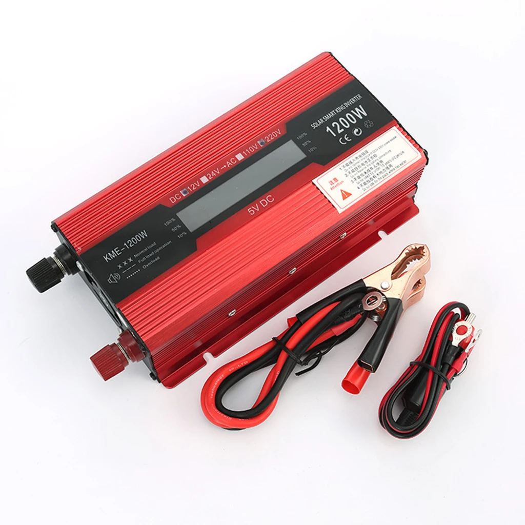 1200W 2000W Power Inverter Pure Sine Wave DC 12 V to 220 V AC LCD for Car RV