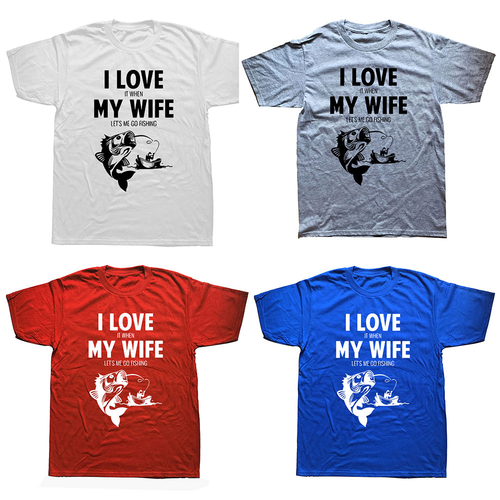 Lustiges „I Love When My Wife Lets Me Go Fishing“-T-Shirt. Fantastisches cooles Fisch-Geburtstagsgeschenk für Ehemann, Freund, Oberteile – Detail 3