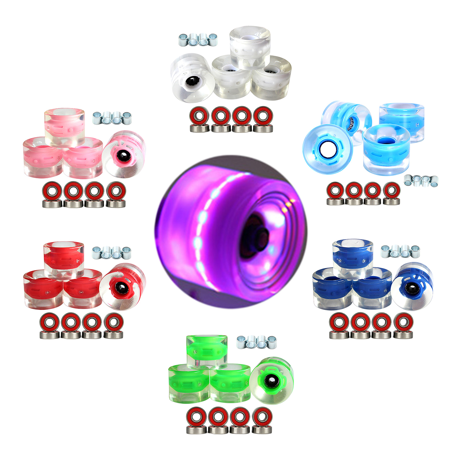 4 Pack Luminous Skateboard Wheels Longboard Wheels 78A Light Up Glow at Night Replacement Wheel
