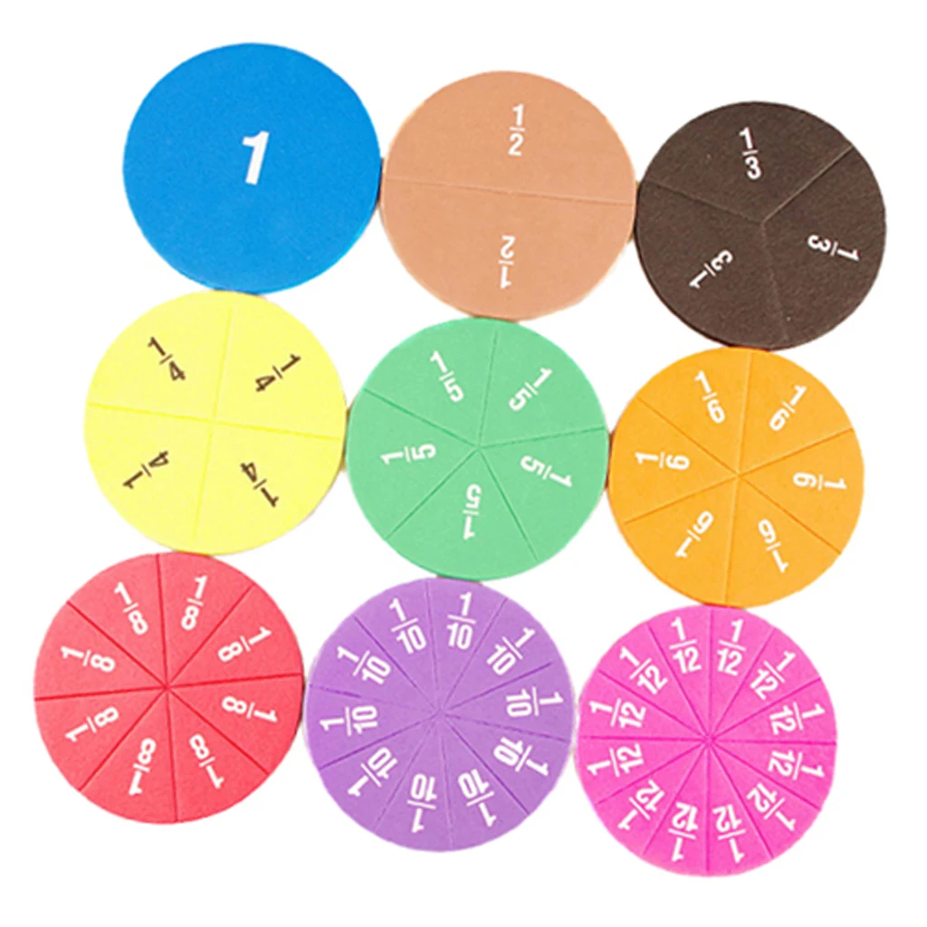 51x Circular Fractions Toys Kids Educational Math Toy Teaching Aids Age 3+