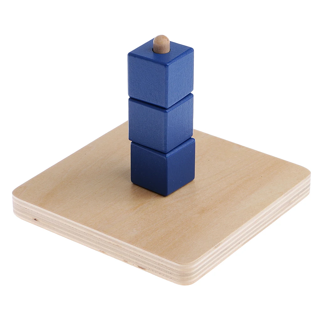 Wooden Montessori Cubes On Vertical Dowel Children Early Educational Toys