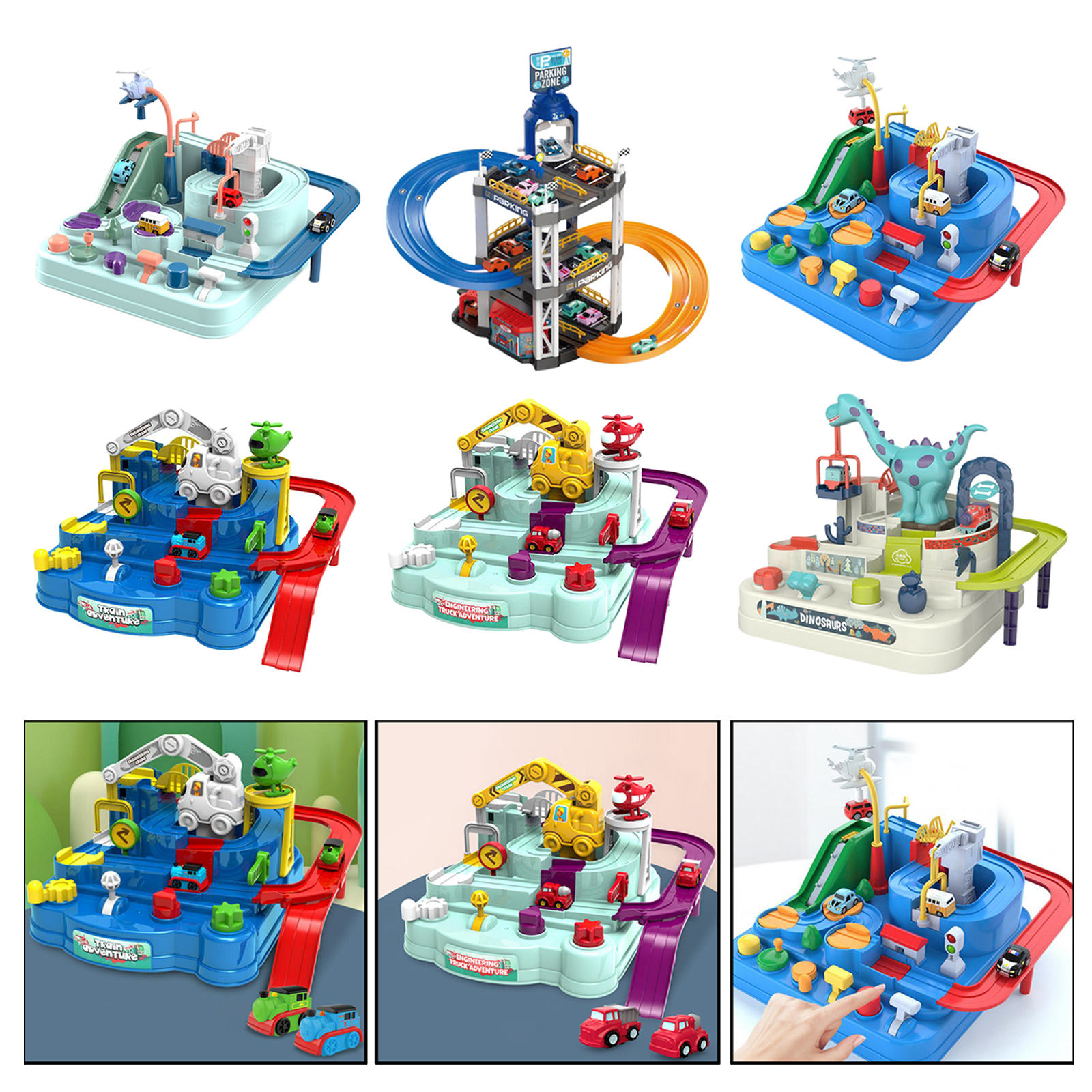 Train Game Toys Playset Educational Car Adventure Race Track for Preschool