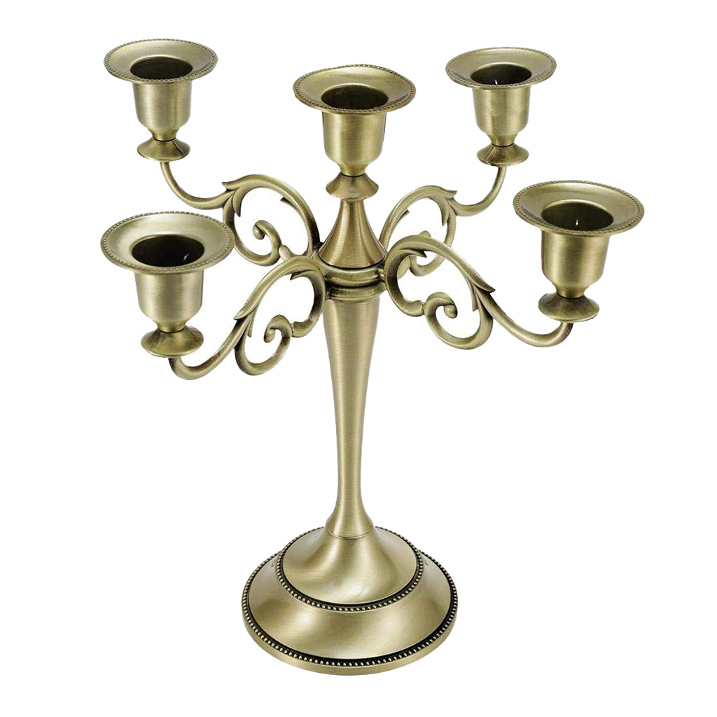 Candlestick With 5 Metal Candles With Candlestick Wedding Candle Holder