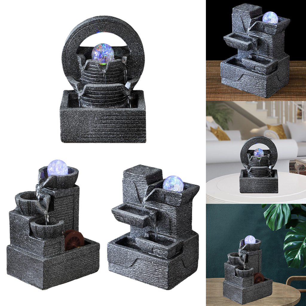 Indoor Water Fountain Waterfall Scene Tabletop Feng Shui Meditation Tabletop Desk Fountain for Home Yoga Office Spa Living Room