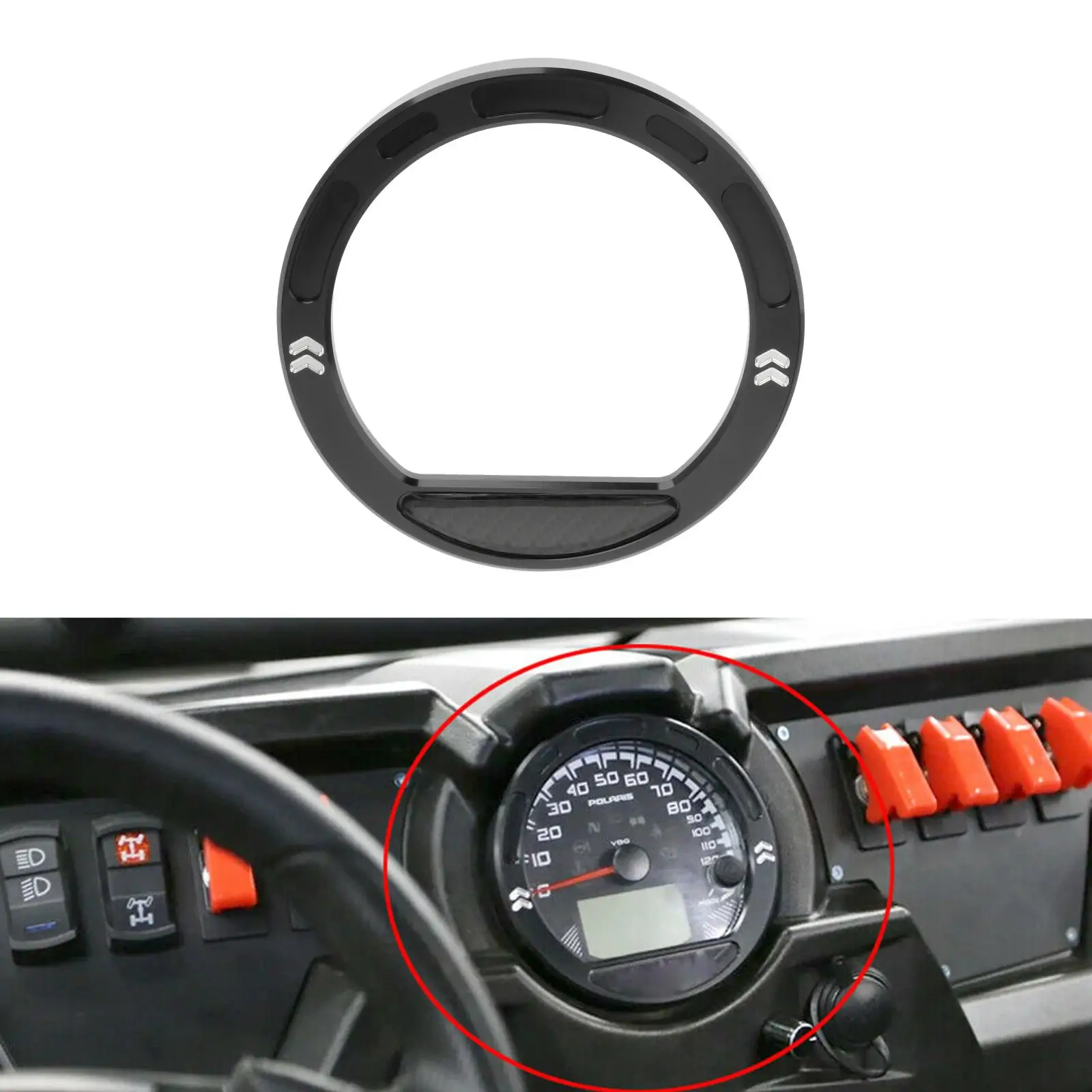 CNC Billet Motorcycle Speedometer Guage Bezel Cover Trim Ring Compatible with Polaris RZR 570 800 900 RZR 1000