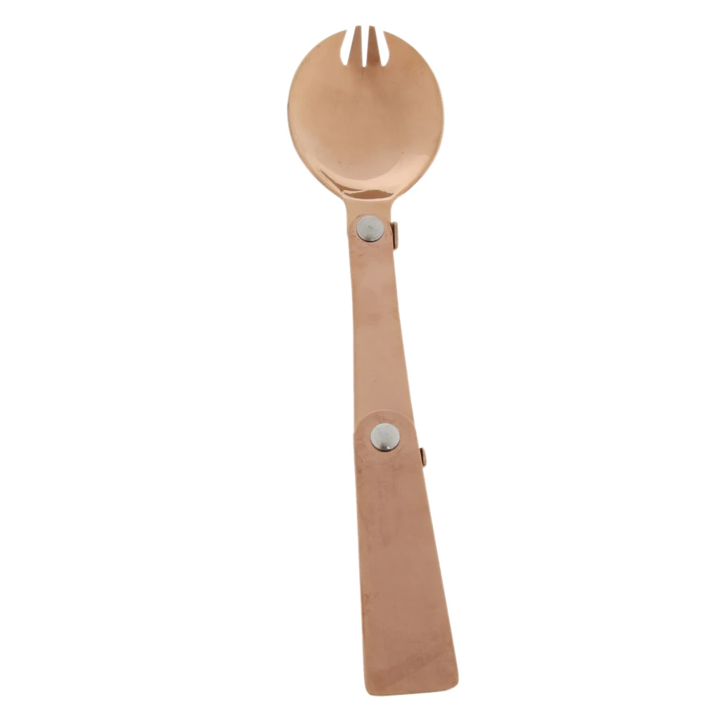 Folding Three-section Stainless Steel Spoon, Camping Utensil Fork, Lightweight Outdoor Dinnerware Healthy Cutlery