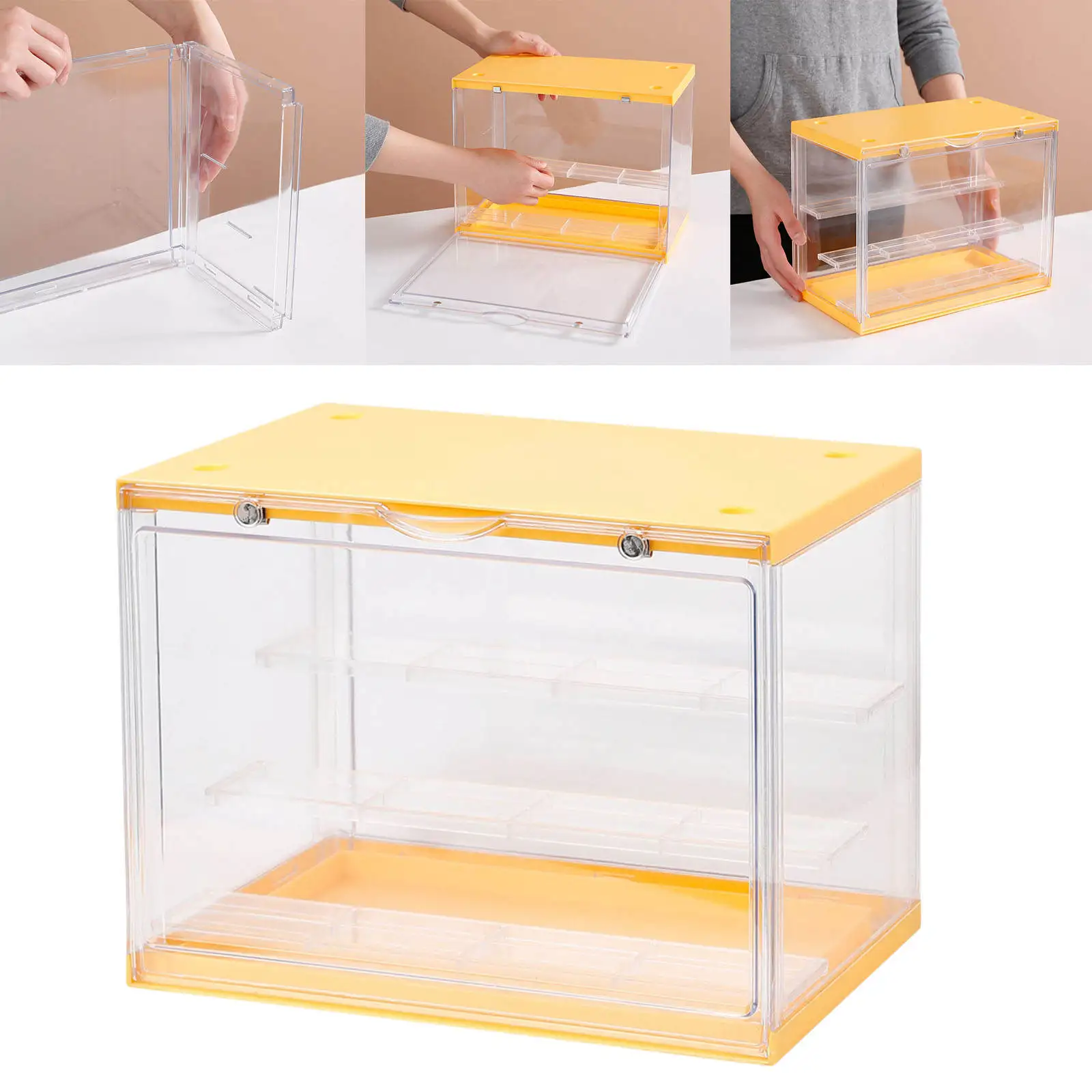 Clear Acrylic 3 Tier Display Case Stand Dustproof Showcase Holder fits for Action Figures