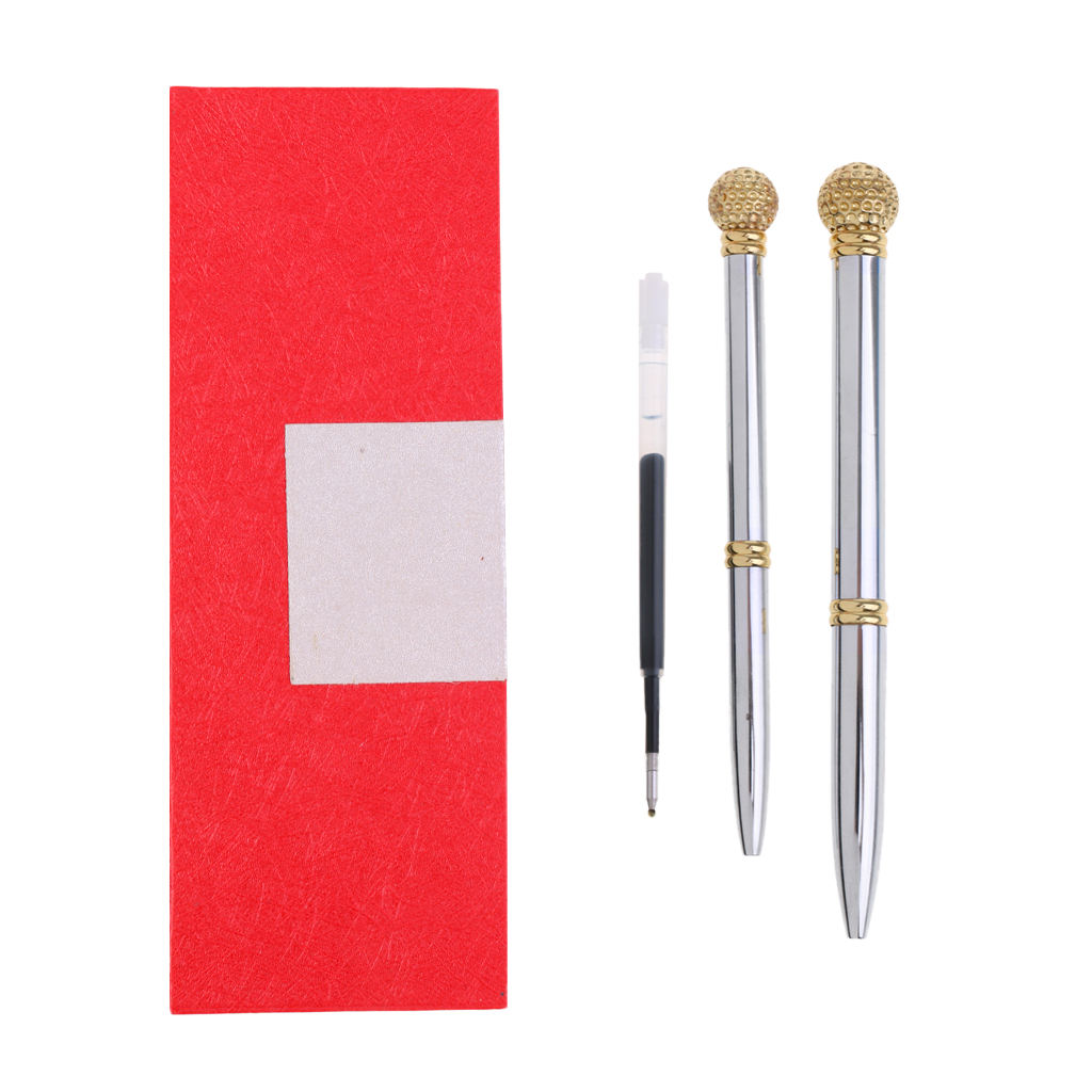 2x Office Ballpoint Pen, Rollerball, Signature Pen with Golf Ball Decoration