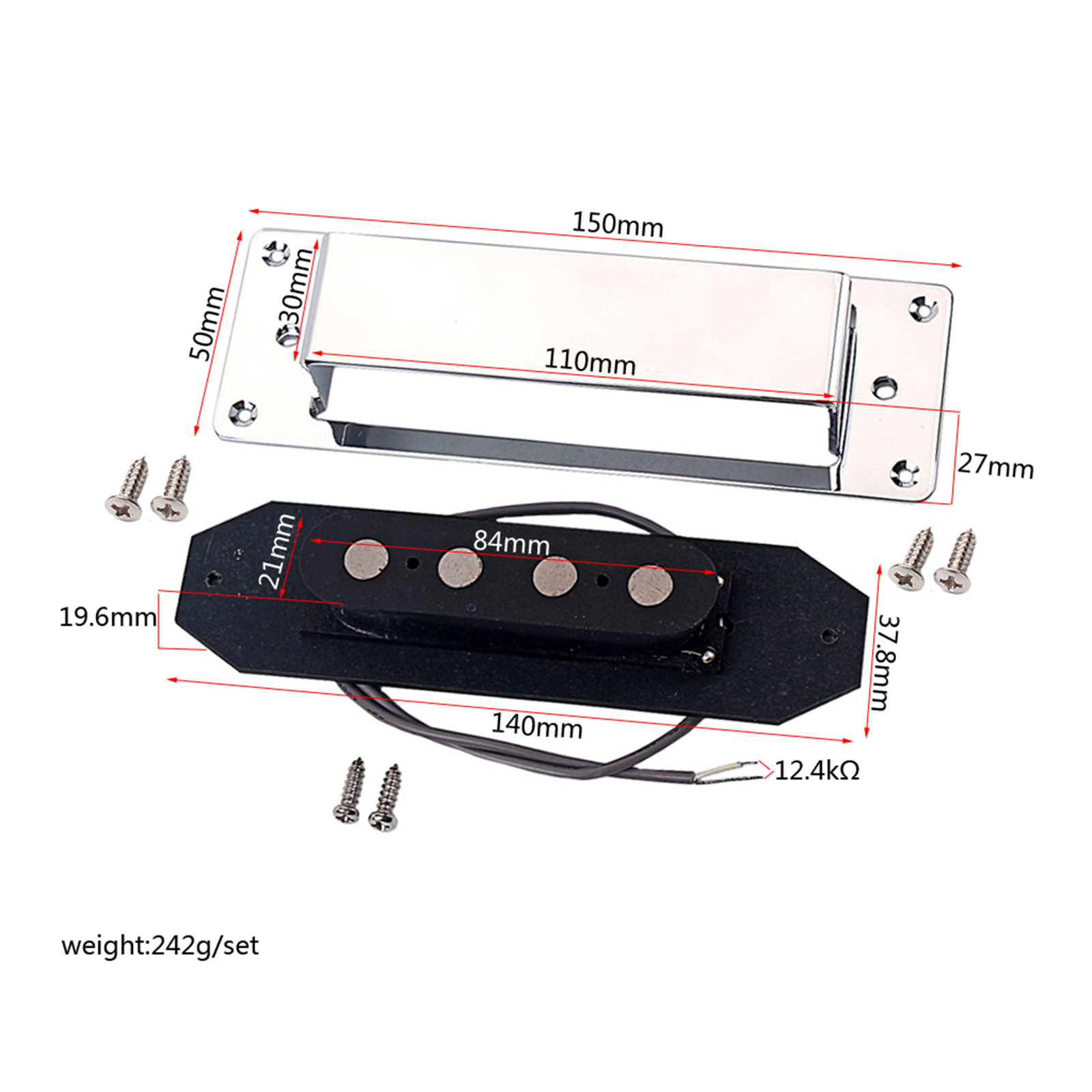 Durable Electric Bass Pickups for Jazz Bass Guitar Replacement Parts Musical Instrument Tool