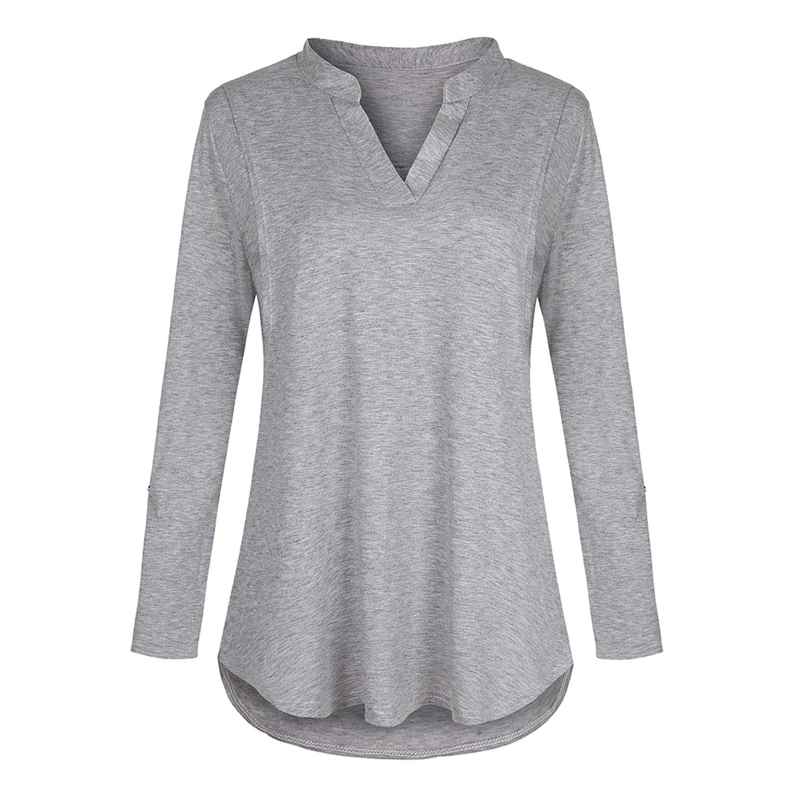 Camisa de Maternidade Roupa de Cor Sólida com Mangas Camiseta para Mulher Nova Compridas Grávida Roupa Amamentadora 4 Nova camisa de maternidade, roupa de cor