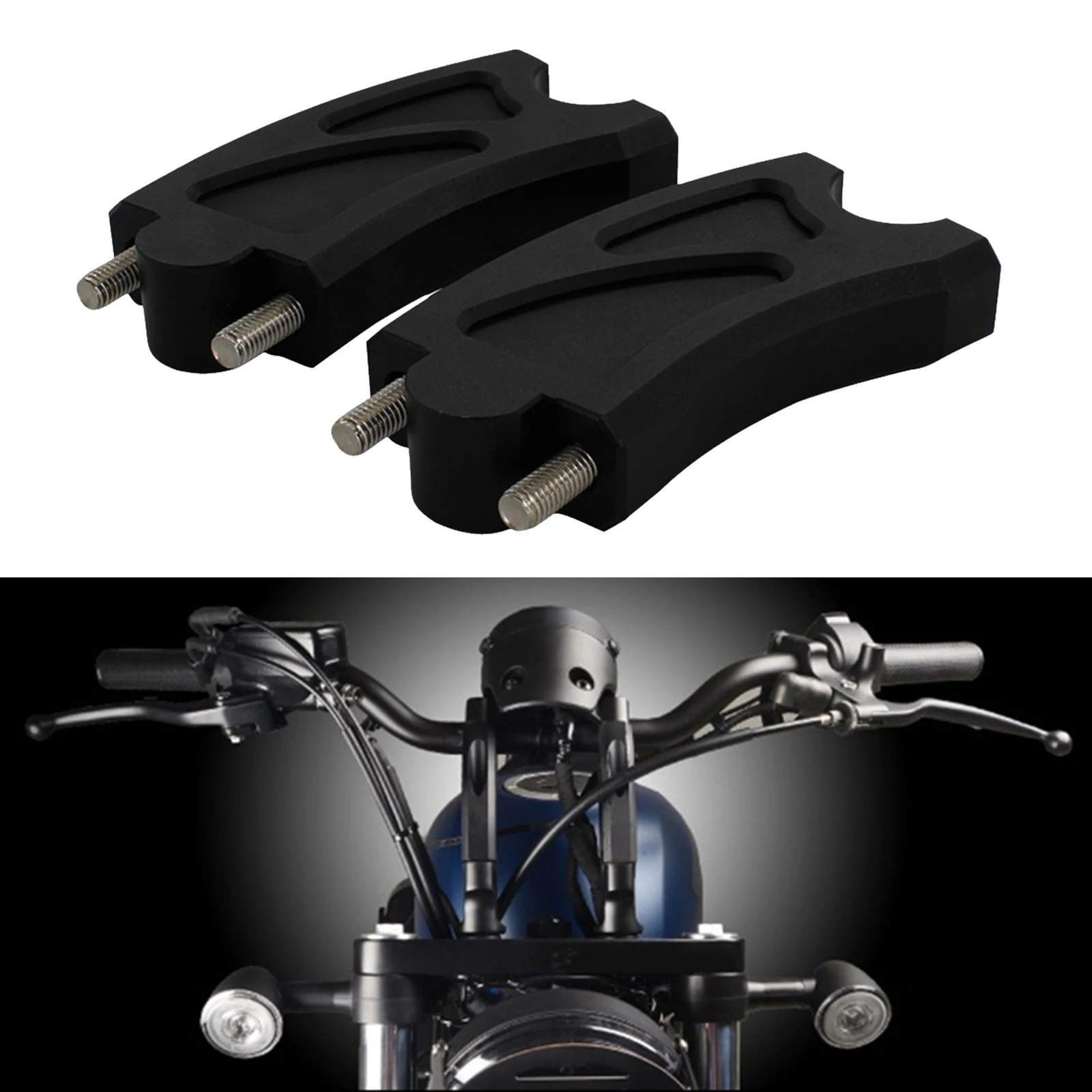Handlebar Risers Handlebar Clamp Back Move Mount Adapters Accessory for Honda Rebel CMX 500 CMX500 CMX300, Black