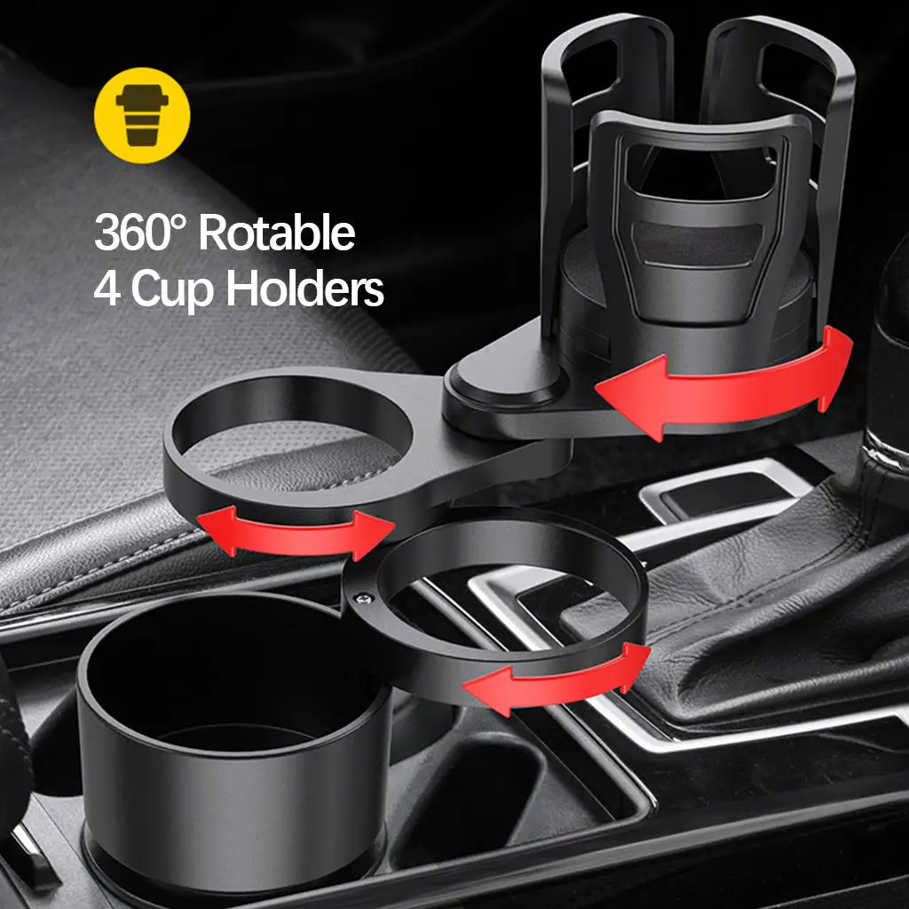 Cup Holder Mount 4 in 1 Organizer Expander Extender Retractable Black Adjustable Angle Shockproof Insert for Vehicles Drink