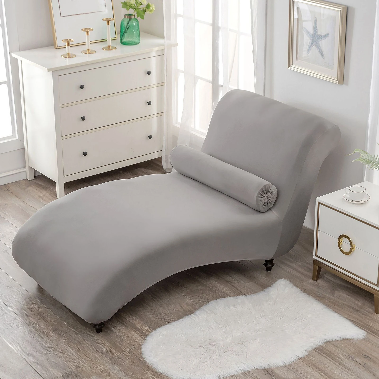 Armless Chaise Lounge Cover Chaise Lounge Slipcover for Bedroom Chaise