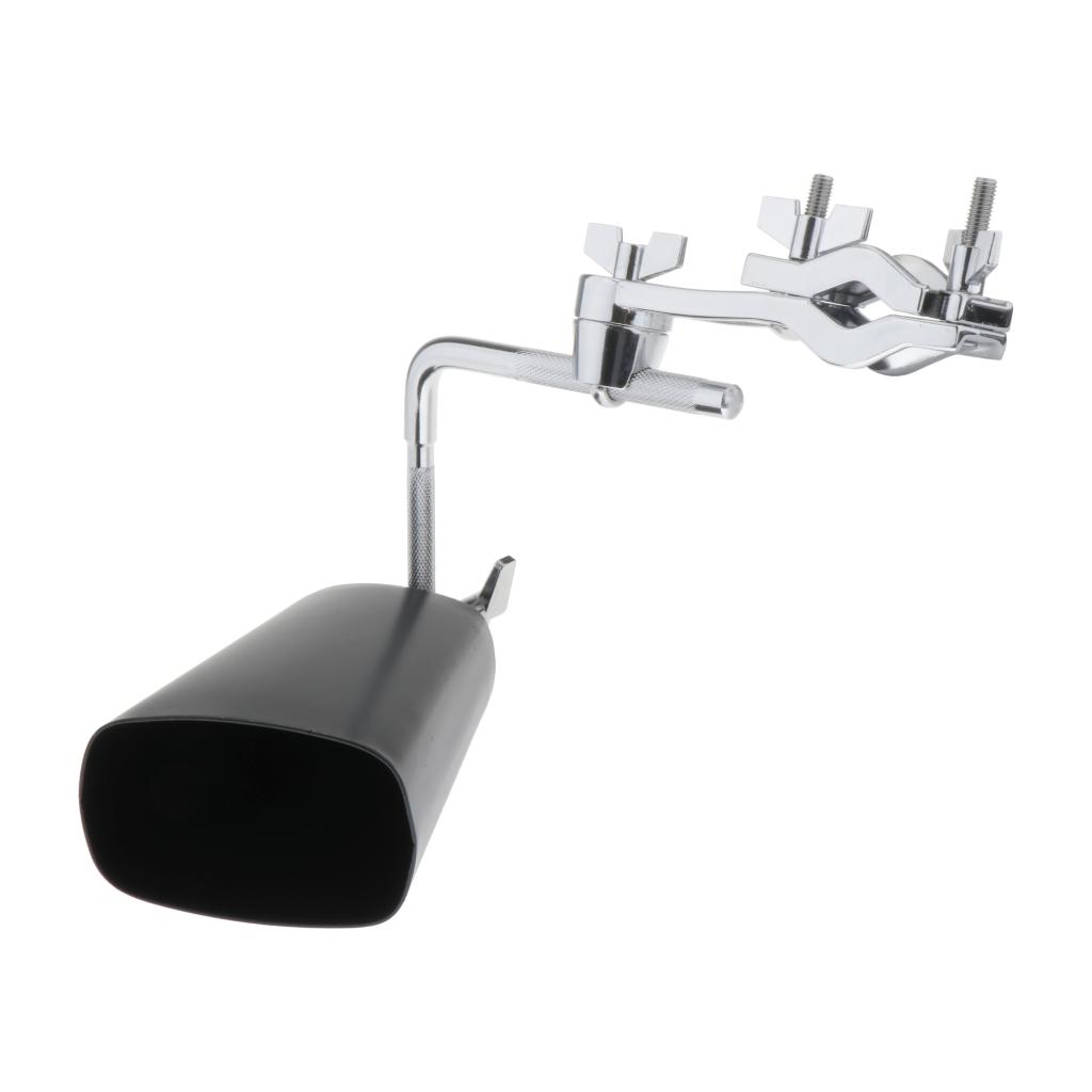 6 Inch Cowbell for Drumset with Mounting Bracket, Metal Black Finish Cow Bell