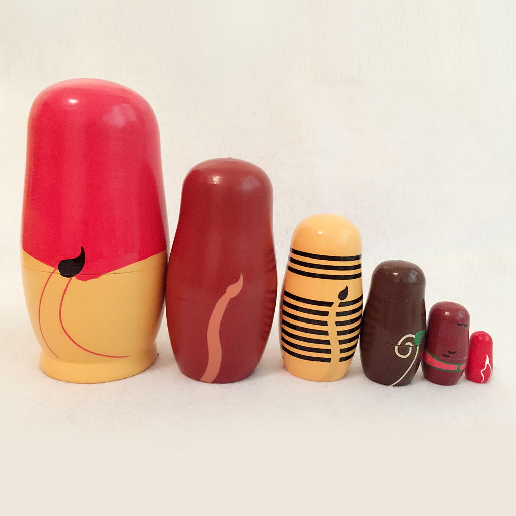 6Pcs/Set Painted Wooden Animals Nesting Dolls Matryoshka Russian Doll for Bar Bookstore Home Desk Decor Children Kids Gifts