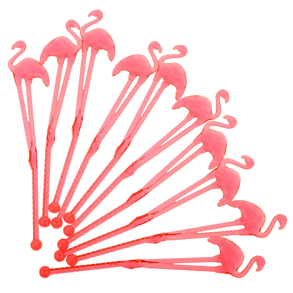 Set of 10 Flamingo Cocktail Drink Stirring Barware Drink  Swizzle sticks