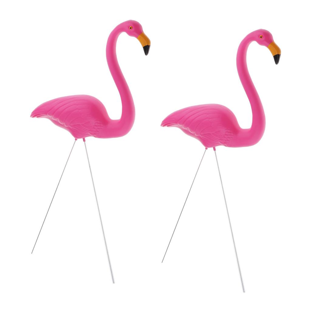 2pc Simulation Standing Flamingo Model Garden Backyard Pond Home Ornament