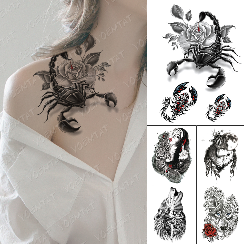 Best of Waterproof Temporary Tattoo Sticker Woman Scorpion Wolf Snake Rose Flash Tatoo Sexy Arm Body Art Water Transfer Fake Tatto Man Reviews & Tips