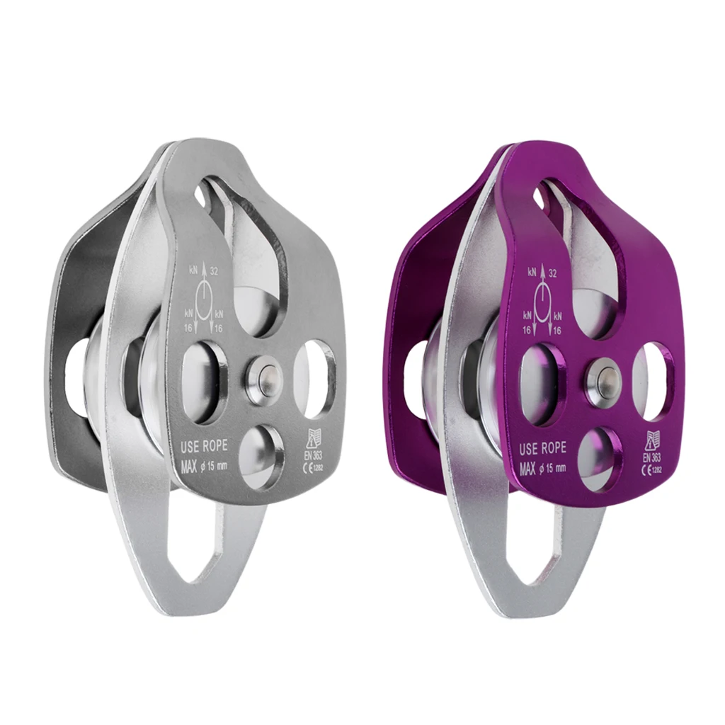 32KN Double Pulley for Hauling System Climbing  Dragging Arborist